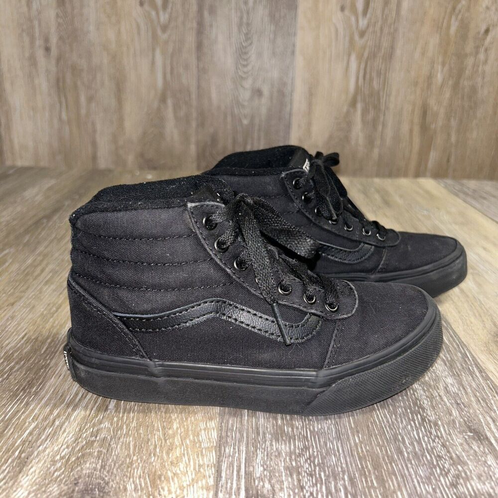 Vans Old Skool Sk8 Hi Shoes Youth Size 13 Canvas Skate Sneaker Shoes All Black